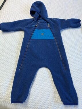 MEC Navy and Teal Kids Fleece One-Piece with Hood